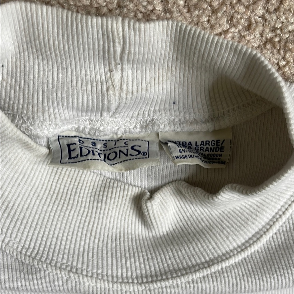 Basic Editions White Fitted Short Sleeve Mock Turtleneck - Picture 2 of 3